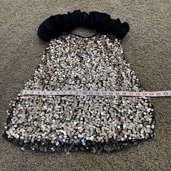 Costume Gallery Gold Sequin Dress with Ruffle Halter- Small Adult - Picture 3 of 10